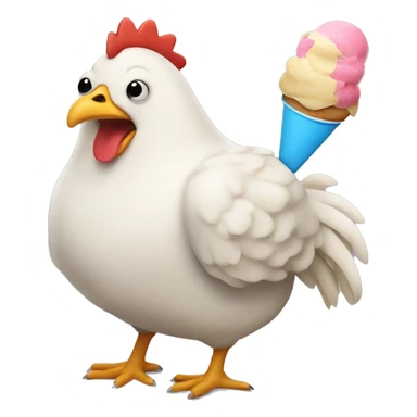 Fat chicken with human legs eating ice cream  sticker