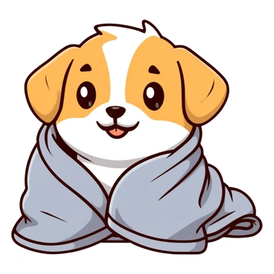 adorable puppy wrapped in a soft blanket sticker