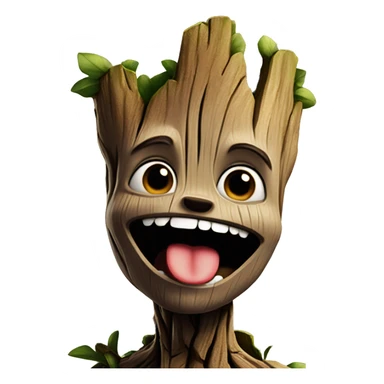 groot with his tounge out being silly sticker