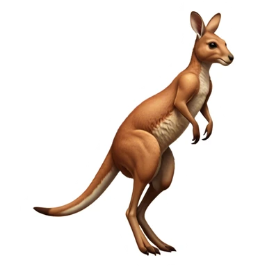 Full-body Australian Kangaroo – Cinematic-realistic Australian kangaroo, jumping with powerful hind legs and a muscular tail for balance. Its reddish-brown fur glows under the golden sunlight, ears perked and eyes alert.  sticker