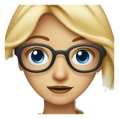 Frau mit blondes kurzes Haar mit blaue Augen mit Sommersprosse und braune Brille sticker