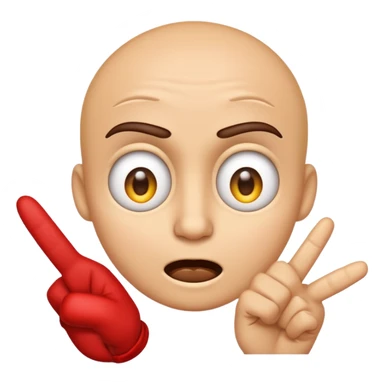 an emoji that with 2 fingers from one hand pointing their eyes a bit mad sticker