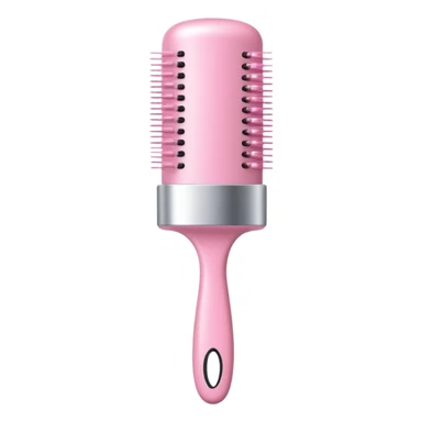 light pink cylindrical hair brush with shiny finish sticker