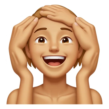 A person grabbing there neck laughing while sweating  sticker