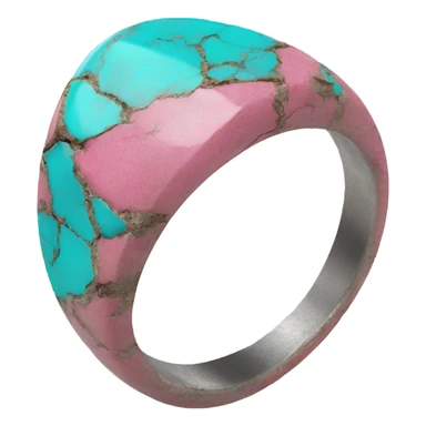 Realistic isolated cracked pink stoned western turquoise ring. sticker