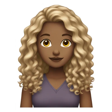 Mixed girl with long curly brown hair and blonde highlights  sticker