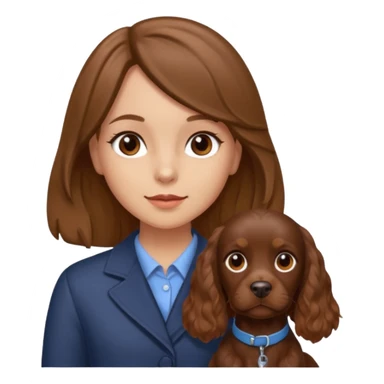 Chocolate cocker spaniel and a girl with dark blonde and Brown eyes sticker