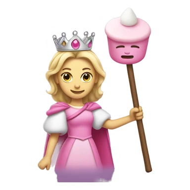 Princess wearing pink and a staff made of a match with a marshmallow on top sticker