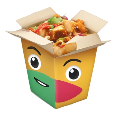 Colorful Chinese food takeout box with kawaii eyes  sticker