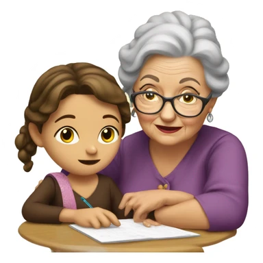 grandma tutoring little gypsy girl sticker