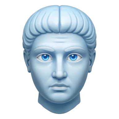 completely white ancient greece marble head sculpture with a blue aura around the background of it sticker