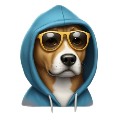 Cool dog wearing a hoodie, dark glasses and a hat  sticker