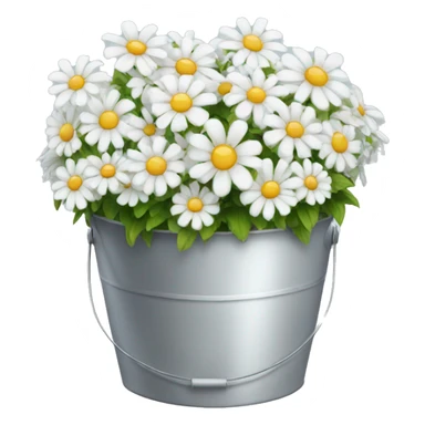 White flowers bucket sticker