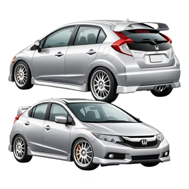 Silver Honda civic 8gen 2011 5door with enekei selbach wheels sticker