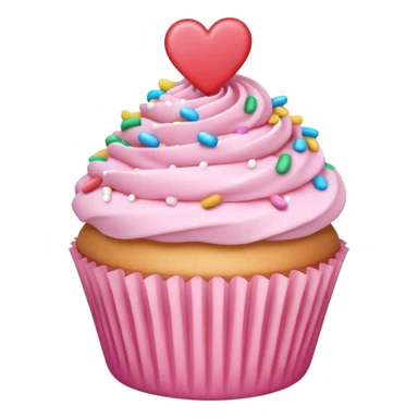 Light Pink Cupcake With Heart And Sprinkles sticker