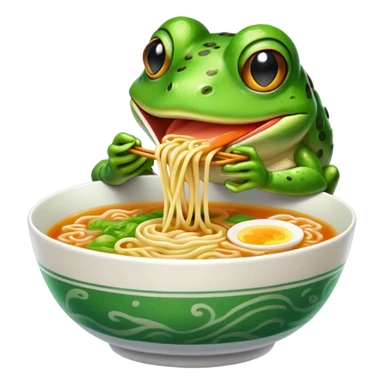Frog eating ramen sticker