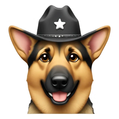 German shepherd wearing a cowboy hat sticker