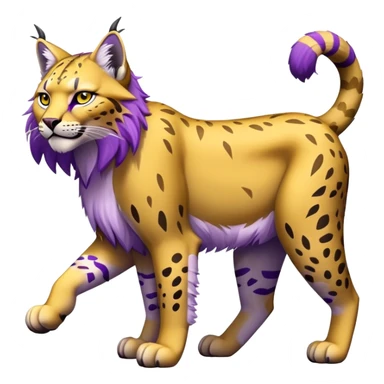 Yellow and purple Electric-type Bobcat-Lynx-Lion-Fakémon full body sticker