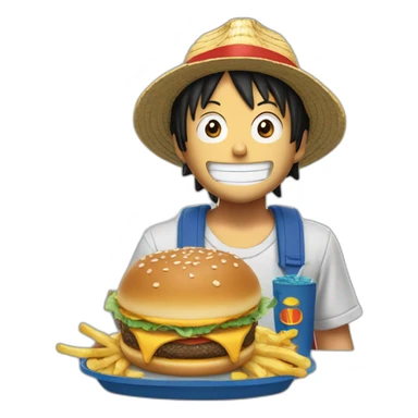 Luffy qui mange au mcdo sticker