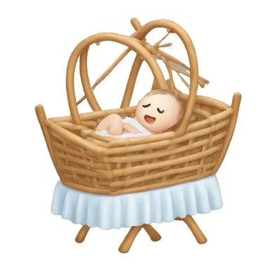 Newborn in a rattan cradle sticker