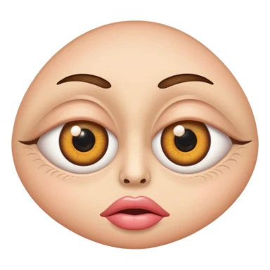 A really silly face with one big eye one small eye and big lips with a dilated pupil  sticker