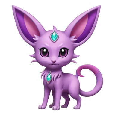 Espeon pokemon with pink jewel in middle forehead and spilt end tail with two ear like flaps coming out 
of cheeks
(full body) sticker