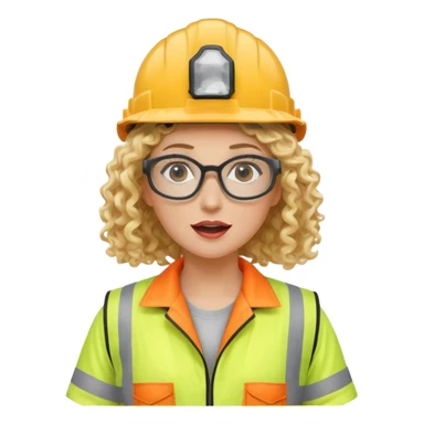 surprised construction worker blond curly haired woman wearing ppe sticker