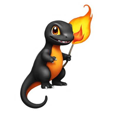 Black Shint Charmander with a flame on its tail-tip sticker