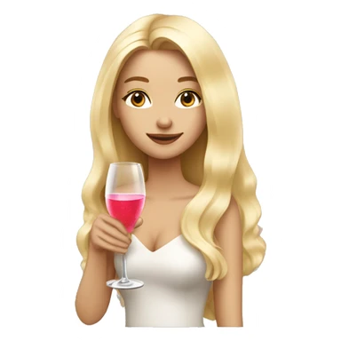 Pretty blonde lady with long hair drinking rose champagne sticker