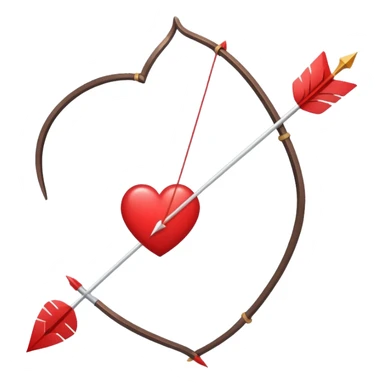 bow and arrow in a valentine’s day mood, with the arrow having a heart shape  sticker