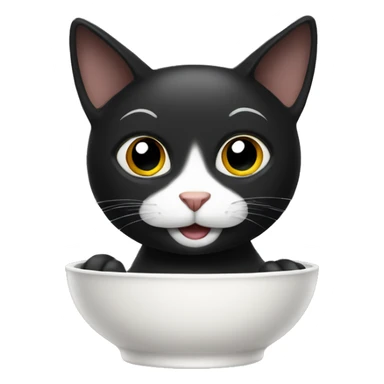 black cat with a bowl sticker