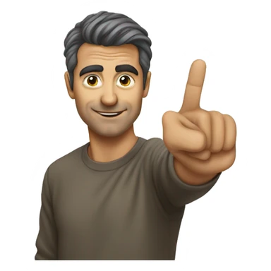 man pointing to is own head sticker