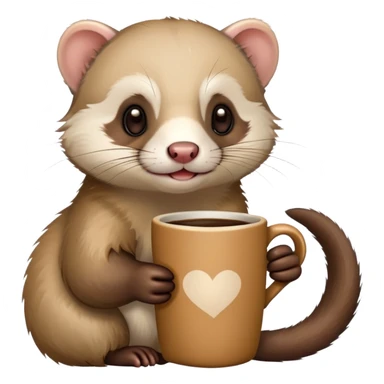 Ferret holding a coffee  sticker