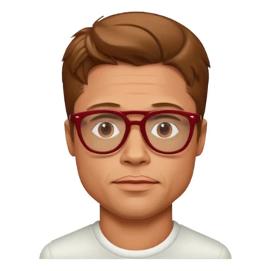 Brad Pitt, wearing dark red glasses sticker