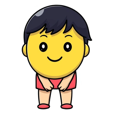 simple embarrassed white smiley with black hair sticker