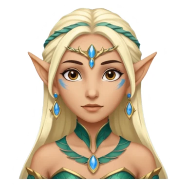ESO female water elf with scale skin warrior with lashes and earrings sticker