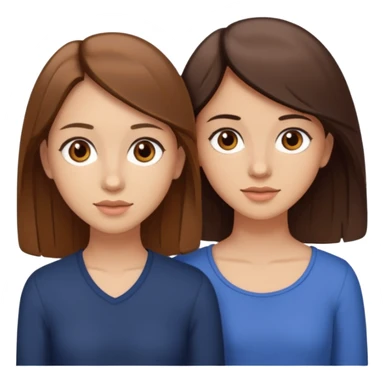 two sisters in their twenties; one has a slightly lighter complexion with lighter skin, brown eyes, and brown hair while the other is slightly tanner, brown eyes, and dark brown hair sticker