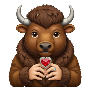 Bison proposing with engagement ring sticker