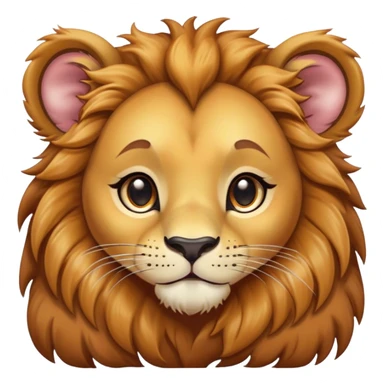 Cinematic Cute Lion Cub Portrait Emoji, Head tilted playfully and inquisitively, featuring a glossy tawny Fur with a lush mane and round, sparkling amber eyes filled with curious mischief, Simplified yet irresistibly adorable features, highly detailed, glowing with a warm, friendly glow, high shine, affectionate and spirited, stylized with a touch of jungle whimsy, bright and endearing, soft glowing outline, capturing the essence of a mischievous yet loving Lion Cub, so playful it feels like it could pounce out of the screen and into your arms! sticker