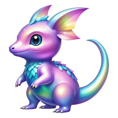 Pastel Randomly-colored sparkly exotic Fakémon-creature sticker