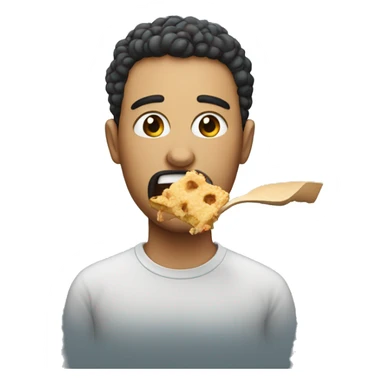 Person eating with crumbs on their face sticker