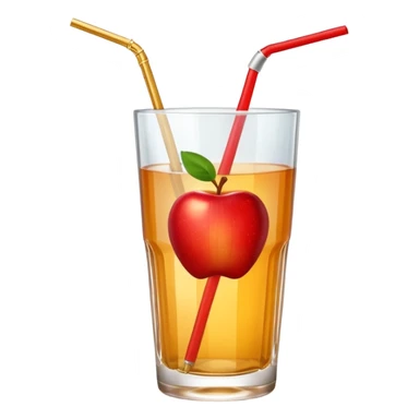 Apple juice in large glass with starw and apple at the side  sticker