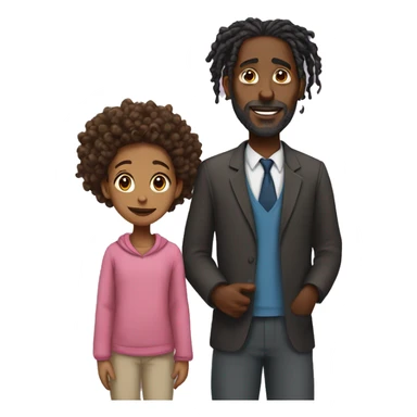 Black father with dreads and daughter with curly hair sticker