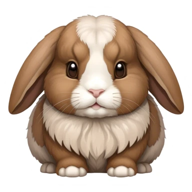 brown holland lop bunny (portrait, facing forward, iOS 17 style, happy) sticker