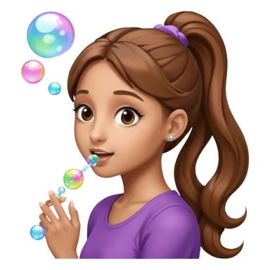 Ariana grande with her long pony tail blowing bubbles sticker