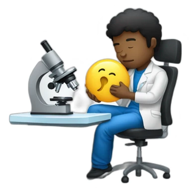 Sleepy Black hair man with pillow on microscope sticker