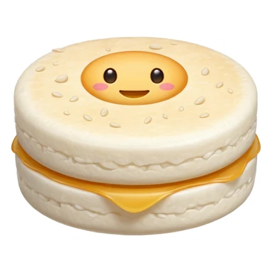 round airy rice cake with lightly puffed bubbled texture, pale off-white color, slightly uneven surface with hints of toasted golden grains, small stack or single crisp, light crunchy appearance, soft lighting, subtle shadows, emoji scale sticker