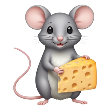 Gray mouse holding a giant cheese bigger than him sticker