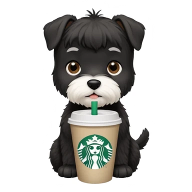 Black schnauzer with a Starbucks cup sticker