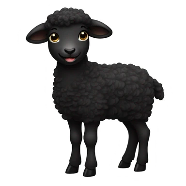 happy little black lamb with long curls sticker
